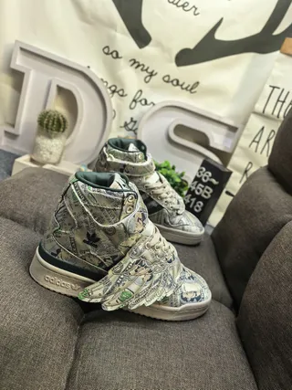 Adidas Forum Hi Currency-Print Winged Lifestyle Sneakers 9