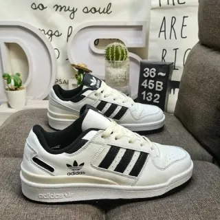 Adidas Forum सफेद काला लो-टॉप लेदर अपर लाइफस्टाइल स्नीकर