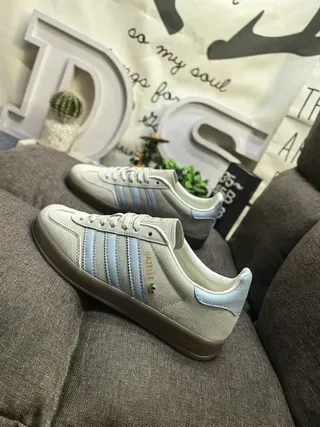 Adidas Gazelle Beige and Light Blue Suede Lifestyle Sneakers 7
