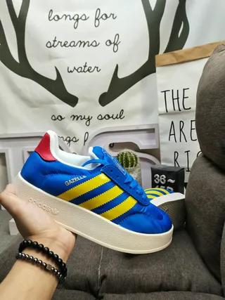 Adidas Gazelle Blue Yellow Red Lifestyle Sneakers 5