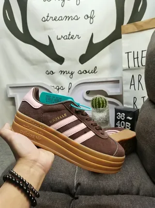 Adidas Gazelle Brown and Pink Suede Platform Lifestyle Sneakers 5