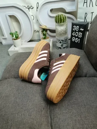 Adidas Gazelle Brown and Pink Suede Platform Lifestyle Sneakers 6