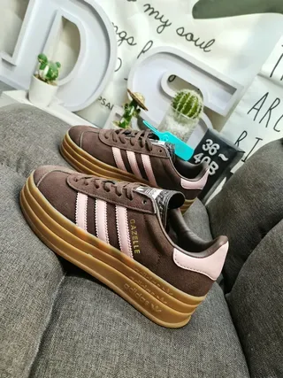 Adidas Gazelle Brown and Pink Suede Platform Lifestyle Sneakers 7