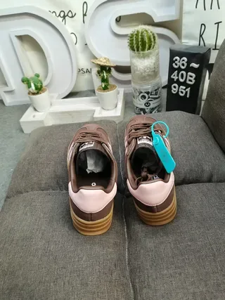 Adidas Gazelle Brown and Pink Suede Platform Lifestyle Sneakers 8
