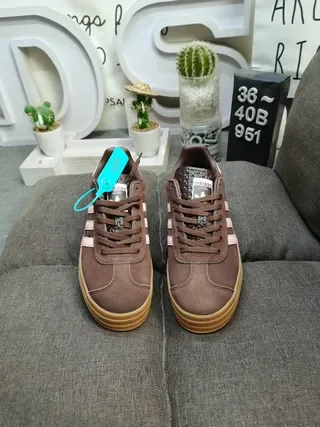 Adidas Gazelle Brown and Pink Suede Platform Lifestyle Sneakers 10