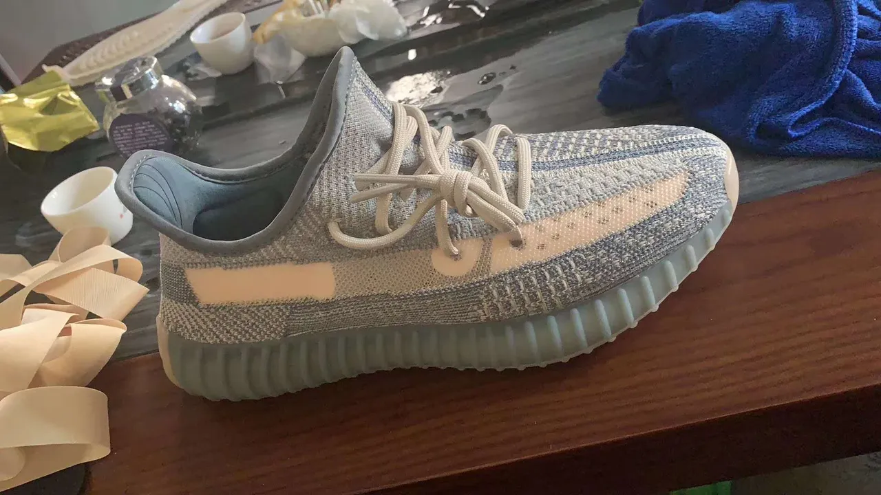 Adidas Gray Beige Knit Upper Ribbed Rubber Sole Lifestyle Sneakers 2