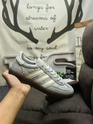 Adidas Gray Beige Low-Top Suede Upper Lifestyle Sneakers 5