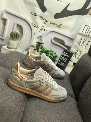 Adidas Gray Beige Low-Top Suede Upper Lifestyle Sneakers 9