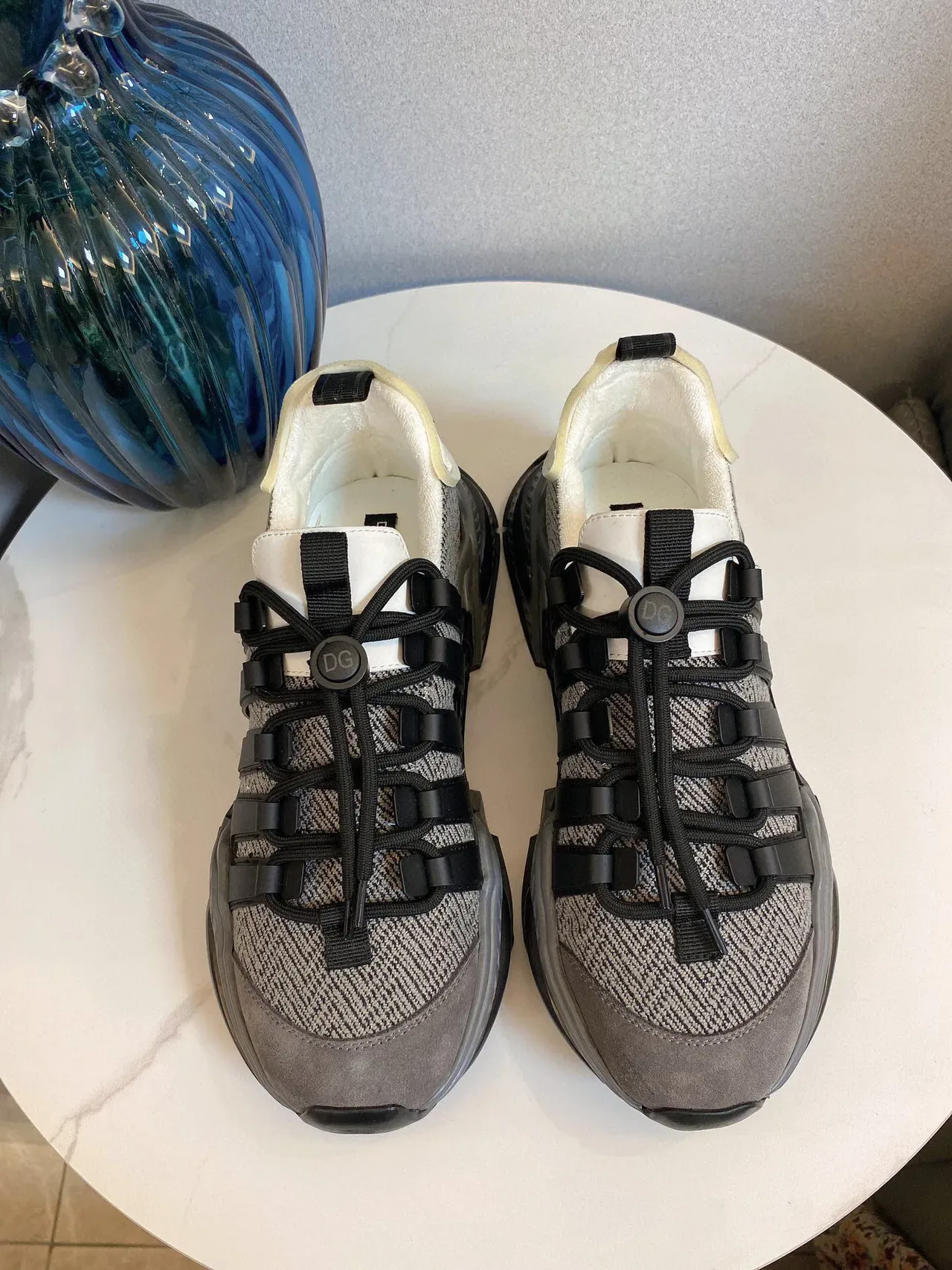 Adidas Gray Black Chunky Platform Sole Knit Upper Lifestyle Sneakers 3