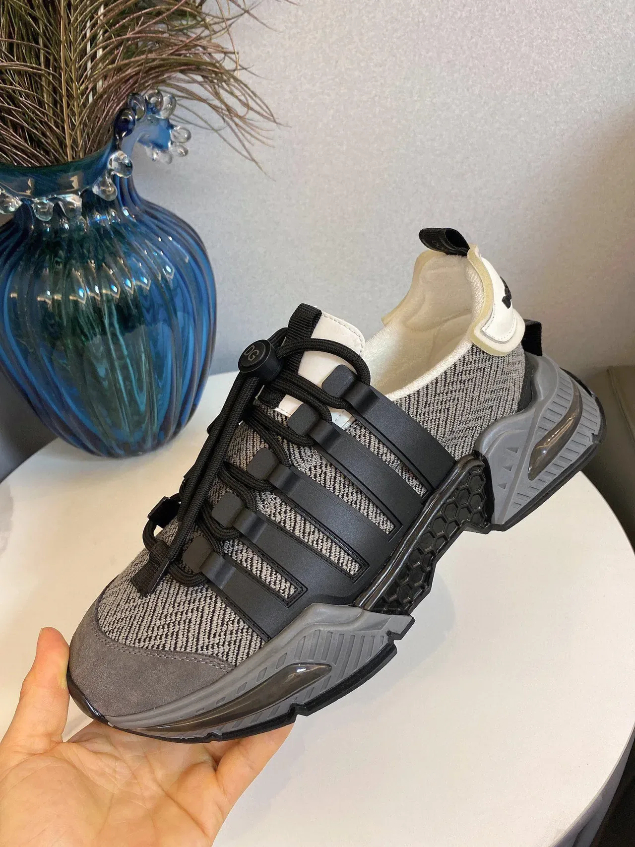 Adidas Gray Black Chunky Platform Sole Knit Upper Lifestyle Sneakers 5
