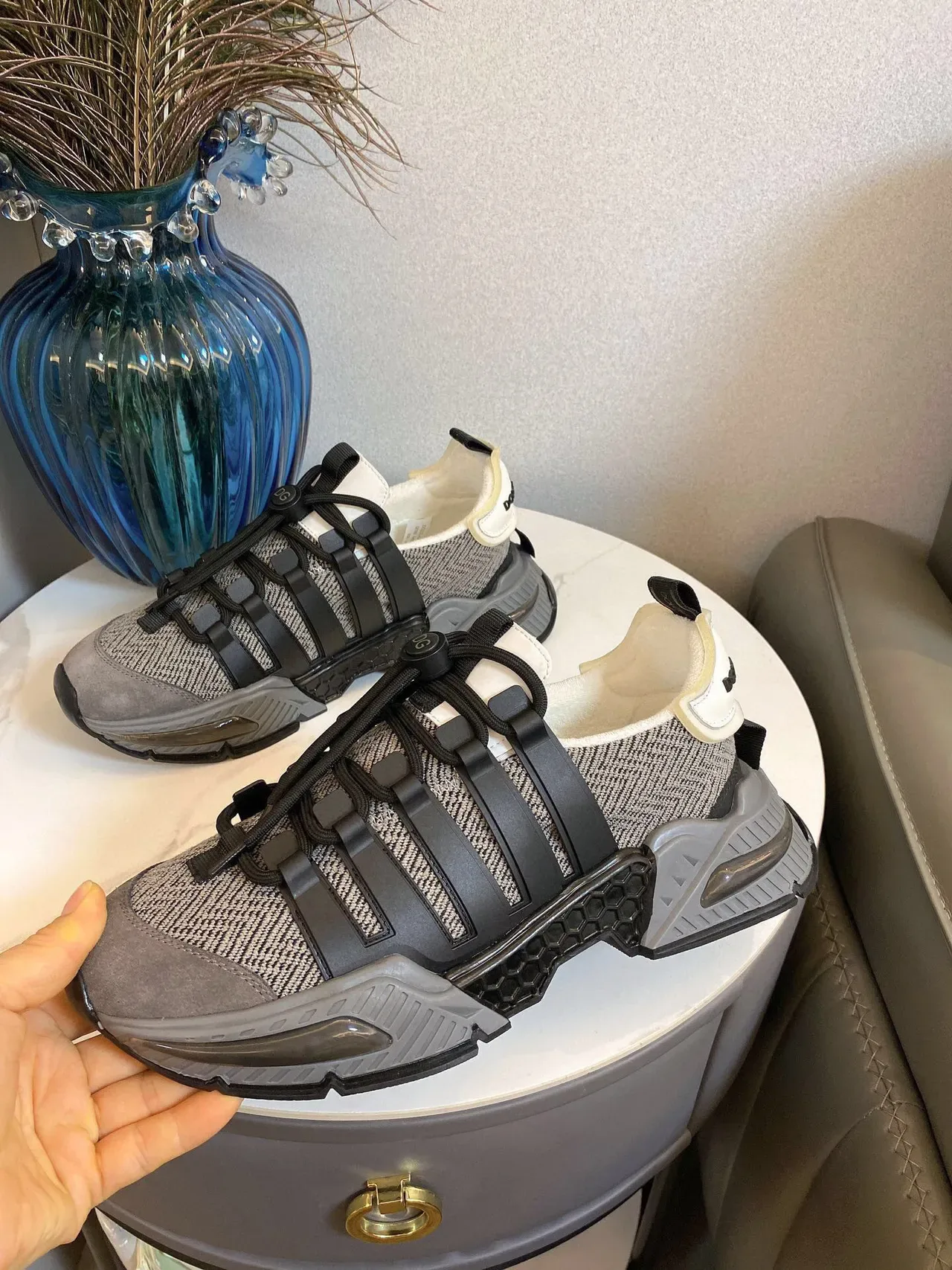 Adidas Gray Black Chunky Platform Sole Knit Upper Lifestyle Sneakers 6