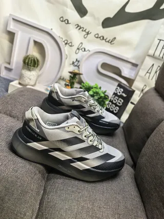 Adidas Gray Black Knit-Mesh Upper Gradient Midsole Lifestyle Sneakers 9