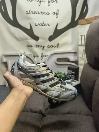 Adidas Gray Black Mesh Upper Three-Stripe Branding Lifestyle Sneakers 5