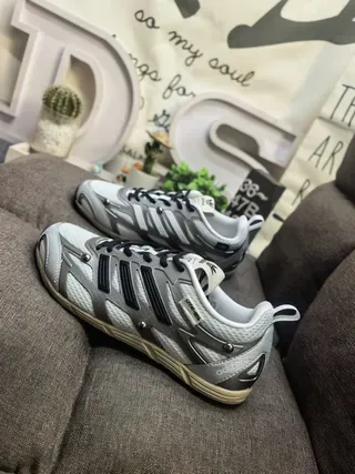 Adidas Gray Black Mesh Upper Three-Stripe Branding Lifestyle Sneakers 7