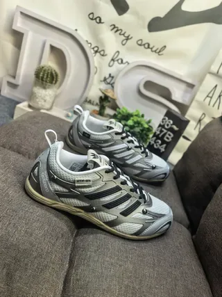 Adidas Gray Black Mesh Upper Three-Stripe Branding Lifestyle Sneakers 9