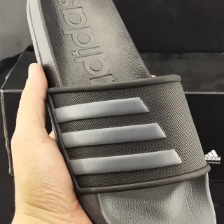 Adidas Gray Black Molded EVA Sole Perforated Mesh Strap Slippers