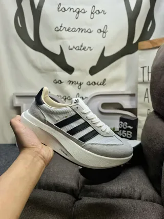 Adidas Gray Black Platform Sole Three-Stripe Side Panel Lifestyle Sneakers 5