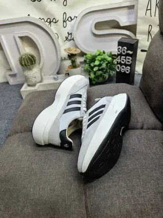 Adidas Gray Black Platform Sole Three-Stripe Side Panel Lifestyle Sneakers 6