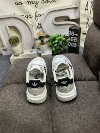 Adidas Gray Black Platform Sole Three-Stripe Side Panel Lifestyle Sneakers 8