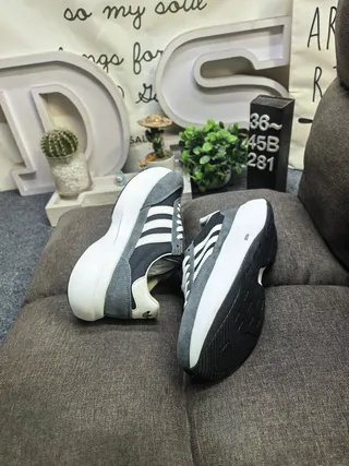 Adidas Gray Black Three-Stripe Side Panel Chunky Platform Sole Lifestyle Sneakers 6