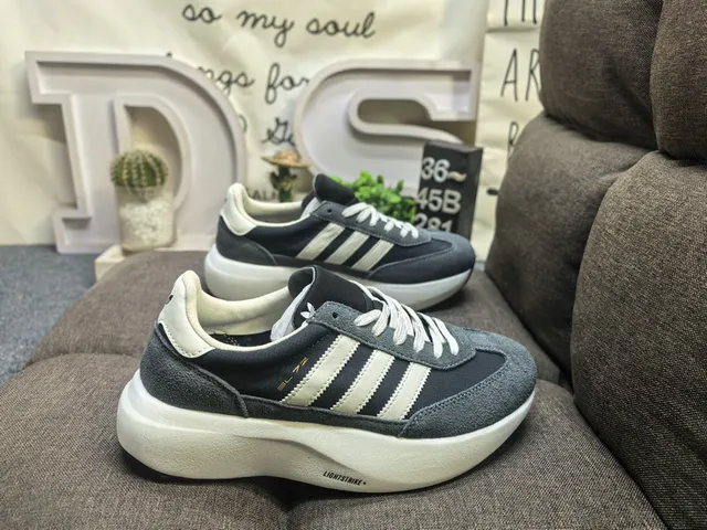 Adidas Gray Black Three-Stripe Side Panel Chunky Platform Sole Lifestyle Sneakers 11