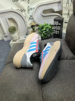 Adidas Gray Black Three-Stripe Side Panel Chunky Platform Sole Lifestyle Sneakers 16