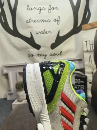Adidas Gray Green Layered Mesh And Suede Upper Bold TPU Cage Overlay Lifestyle Sneakers 3