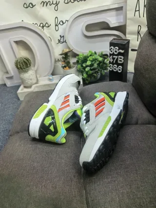 Adidas Gray Green Layered Mesh And Suede Upper Bold TPU Cage Overlay Lifestyle Sneakers 6