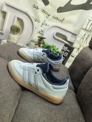 Adidas Gray Navy Low-Top Three-Stripe Side Panel Lifestyle Sneakers 7