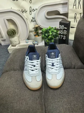 Adidas Gray Navy Low-Top Three-Stripe Side Panel Lifestyle Sneakers 10
