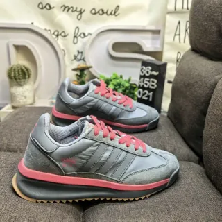 Adidas Gray Pink Low-Top Layered Suede-Synthetic Upper Lifestyle Sneakers