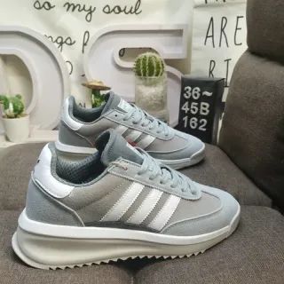 Adidas Gray White Retro Runner Silhouette Suede And Synthetic Upper Lifestyle Sneakers