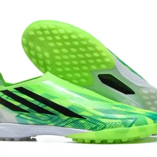 Adidas Green Black Low-Cut Sock-Fit Upper Asymmetrical Lacing Artificial-Grass Soccer Shoes