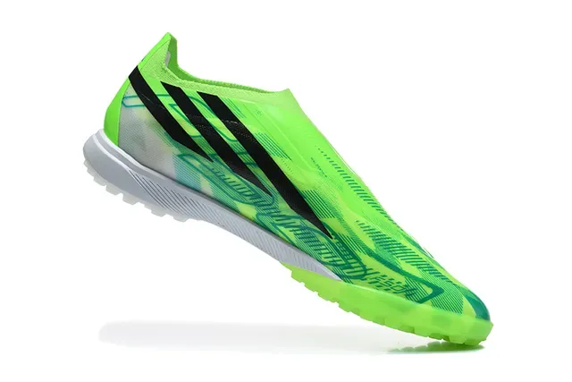 Adidas Green Black Low-Cut Sock-Fit Upper Asymmetrical Lacing Artificial-Grass Soccer Shoes 3