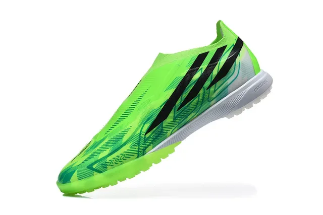 Adidas Green Black Low-Cut Sock-Fit Upper Asymmetrical Lacing Artificial-Grass Soccer Shoes 4