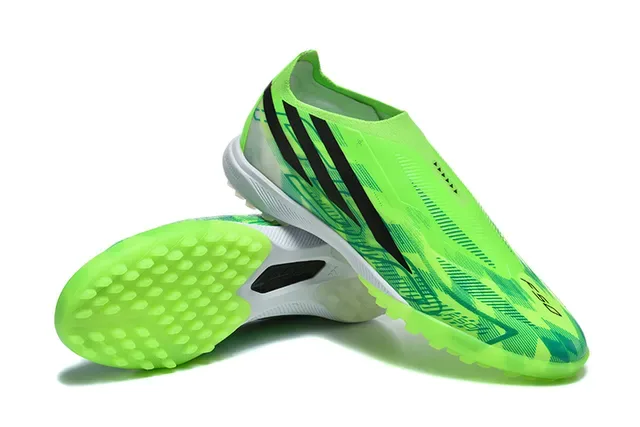 Adidas Green Black Low-Cut Sock-Fit Upper Asymmetrical Lacing Artificial-Grass Soccer Shoes 7