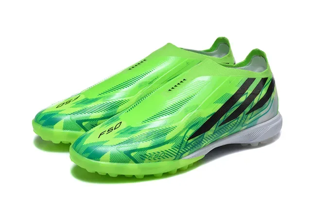 Adidas Green Black Low-Cut Sock-Fit Upper Asymmetrical Lacing Artificial-Grass Soccer Shoes 8