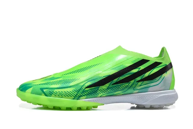 Adidas Green Black Low-Cut Sock-Fit Upper Asymmetrical Lacing Artificial-Grass Soccer Shoes 10
