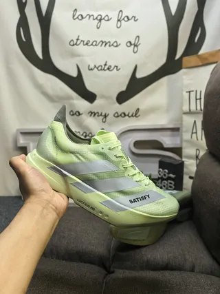 Adidas Chaussures de course vert argent légères tige en maille supérieure bande géométrique de marque 5