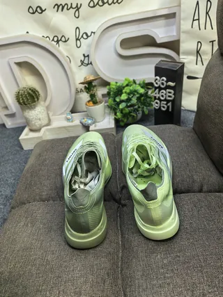 Adidas Chaussures de course vert argent légères tige en maille supérieure bande géométrique de marque 8