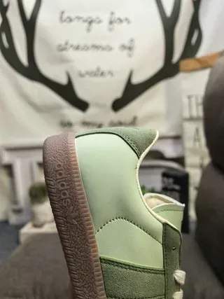 Adidas Green Two-Tone Suede And Leather Gum Rubber Sole Lifestyle Sneakers 3