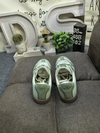 Adidas Green Two-Tone Suede And Leather Gum Rubber Sole Lifestyle Sneakers 8