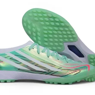 Adidas Green White Iridescent Synthetic Upper Asymmetrical Lacing Turf Soccer Shoes