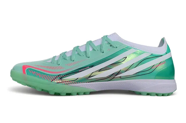 Adidas Vert Blanc Iridescent Upper Synthétique Lacets Asymétriques Turf Chaussures de football 2