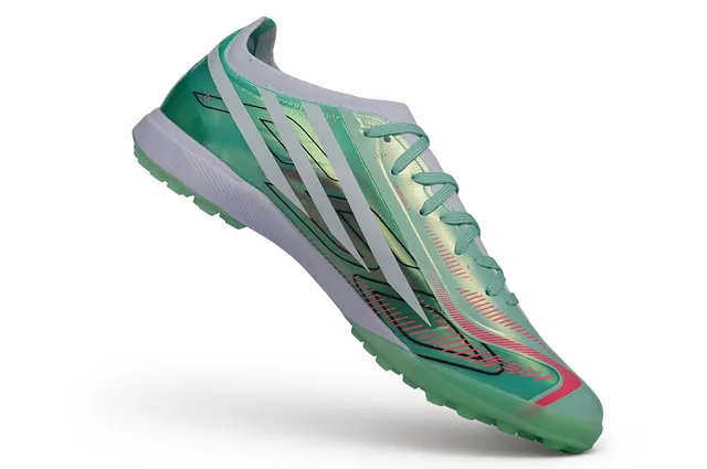 Adidas Vert Blanc Iridescent Upper Synthétique Lacets Asymétriques Turf Chaussures de football 6