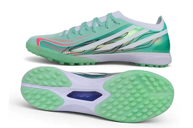 Adidas Vert Blanc Iridescent Upper Synthétique Lacets Asymétriques Turf Chaussures de football 7