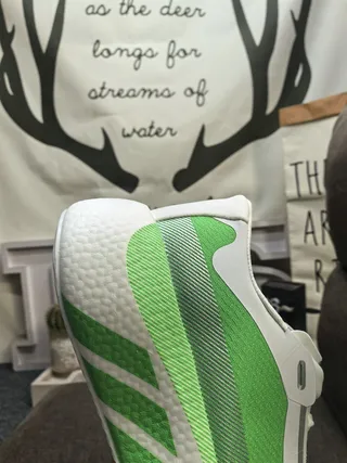 Adidas Green White Knit Upper Sculpted Foam Midsole Running Shoes 3
