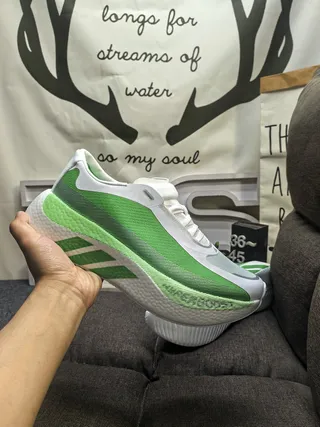 Adidas Green White Knit Upper Sculpted Foam Midsole Running Shoes 5