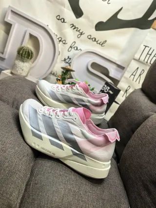Adidas Lightstrike Pro Pink and Silver Running Shoes 7