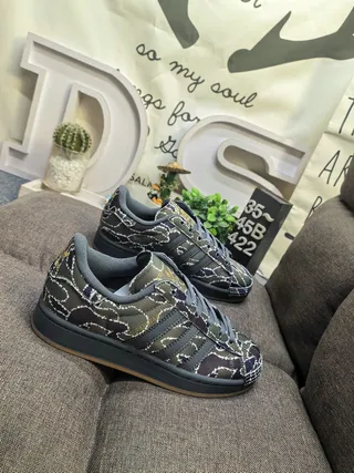 Adidas Multicolor Brown Camouflage-Print Upper Three-Stripe Side Panel Lifestyle Sneakers 9